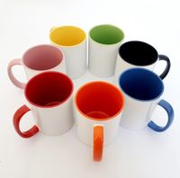 Caneca cerâmica alça e interior colorido para sublimação